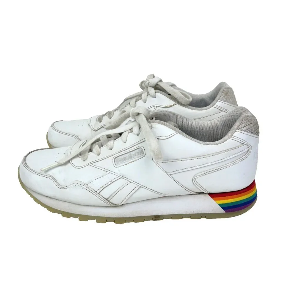 Reebok Classic Harman Run Pride Tennis Shoes Rainbow Sneakers White Multi Mens 8